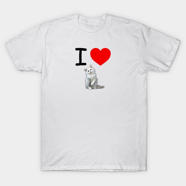 I HEART WHITE FLUFFY PERSIAN KITTEN T-Shirt by EmoteYourself